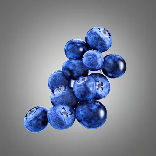 Prompt: 3 d rendering of gorgeous crystal blueberry, unreal engine, ultra detailed, 4 k