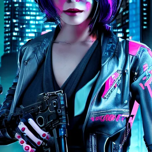 Image similar to molly millions cyberpunk razorgirl, still from movie, high detail