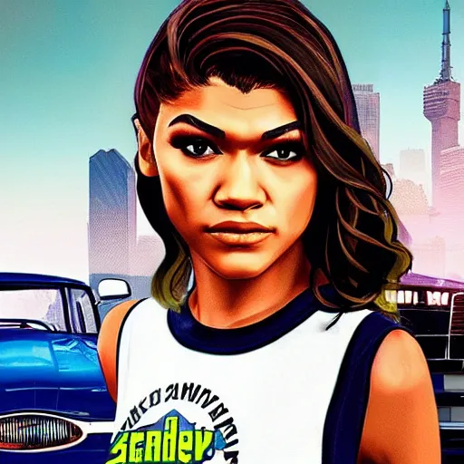 Prompt: zendaya gta v art