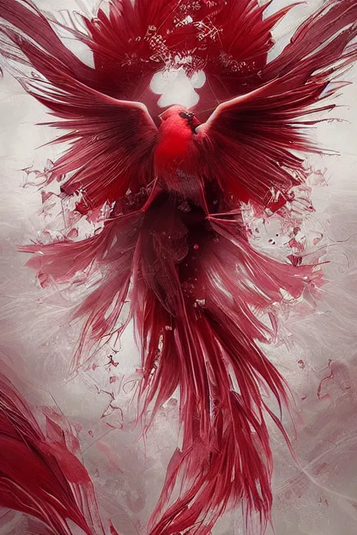 Image similar to Ethereal Cardinal bird, intricate detail, ornate, conceptual art, soft light, dynamic, art by artgerm