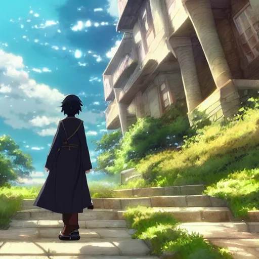 Prompt: A wizard in Your Name by Makoto Shinkai