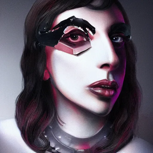 Image similar to portrait of Gaga-Vader hybrid, trending on artstation