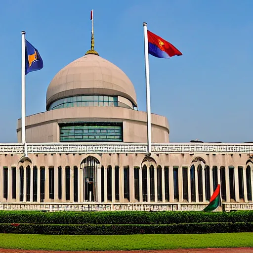 Prompt: the bangladesh parliament building in asheville, north carolina