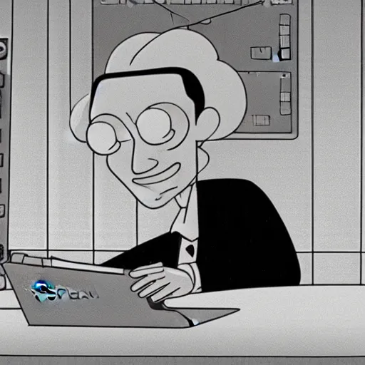 Image similar to a still of richard feynman in futurama