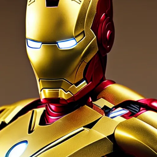 Prompt: a close up photo of a detailed golden statue of Iron Man, 8K,