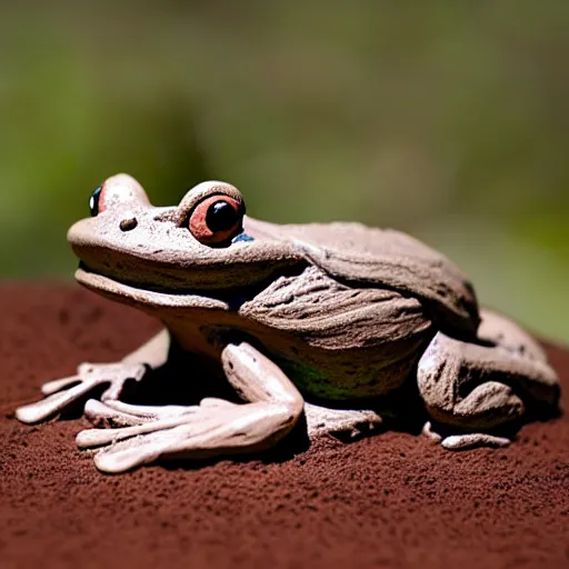 Image similar to beatiful clay sculpture of a muddy frog in a swamp