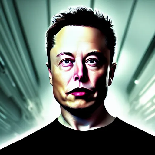 Image similar to Elon Musk as a hacker in the Matrix, modelsociety, radiant skin, huge anime eyes, RTX on, perfect face, directed gaze, intricate, Sony a7R IV, symmetric balance, polarizing filter, Photolab, Lightroom, 4K, Dolby Vision, Photography Award