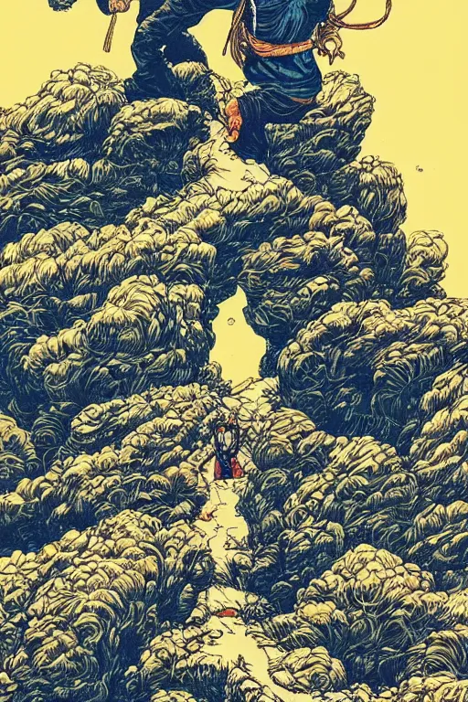 Prompt: climb mountain by yuko shimizu trending on artstation