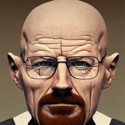 Image similar to realistic photo of walter white in a shape of troll face