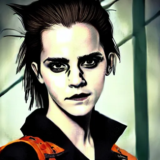 Image similar to emma watson cyberpunk art