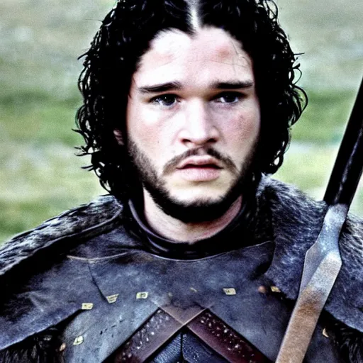 Image similar to movie still of jon snow from the tv series game of thrones ( 1 9 7 6 )