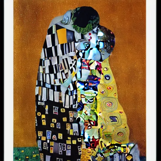 Prompt: Kurt Cobain in the Kiss by Klimt