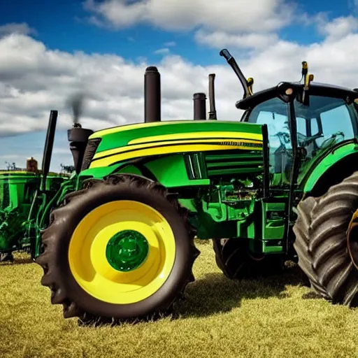 Image similar to john deere tractor armed with two gatling guns