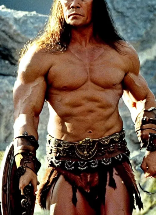 Image similar to film still, vladimit putin in the movie conan the barbarian