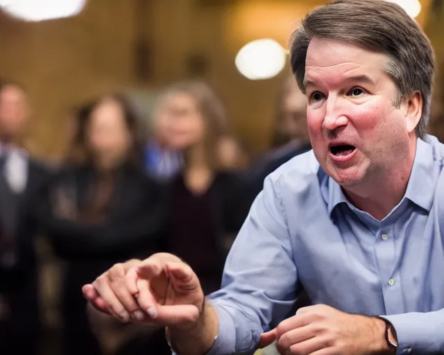 Image similar to photo of brett kavanaugh staring longingly at beer, 5 0 mm f / 2. 8, dramatic, color photo, emotional