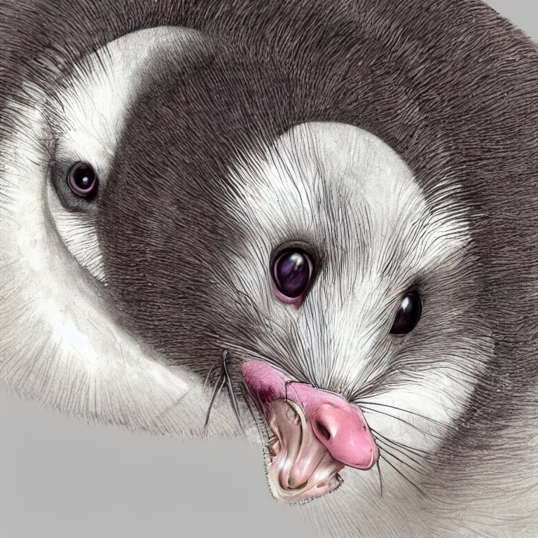 Prompt: opossum mixed with a pigeon, hyper realistic, photorealistic, 4 k