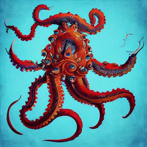 Image similar to kraken arm rising out of the ocean,, trending on artstation, colorful, intricate,