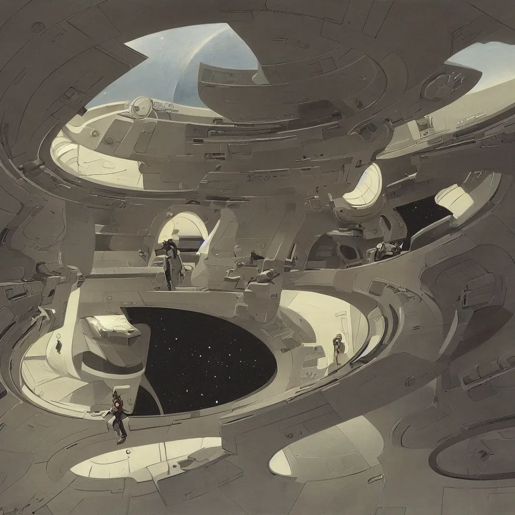 Prompt: a circular structure painting by Ralph McQuarrie