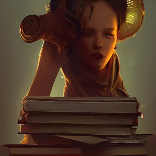 Image similar to a mysterious book with a golden quill on the, by roman shipunov, etienne hebinger, atey ghailan, cgsociety, cynical realism, fantasy art, 2 d game art