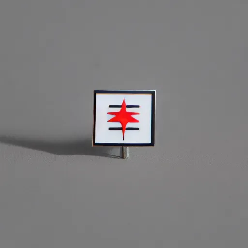 Prompt: a photo of a retro 5 0 s minimalistic simple clean fire warning enamel pin, no text, studio lighting, behance