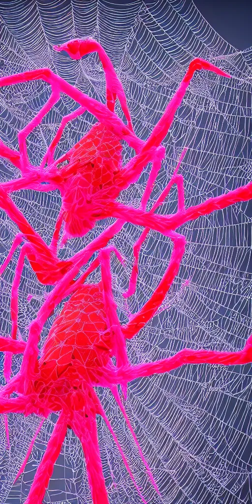 Image similar to a fractal spider flamingo with thousands of legs 4 k