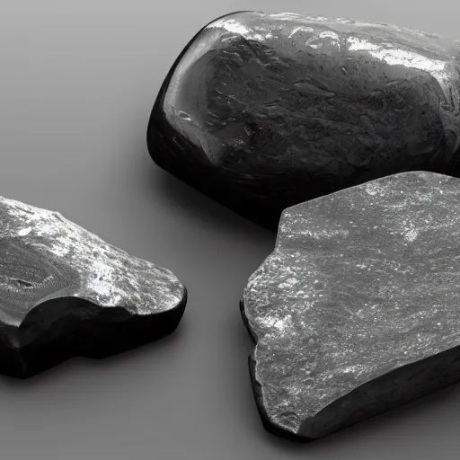 Prompt: piece of glossy dark black ore with scratches and imperfections, unreal reander, insane detailed, ray tracing, 4 k, no noise