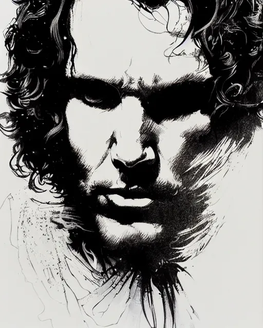 Image similar to portrait of jim morrison, concept art, sumi - e style, intricate linework, artstation, trending, highly detailed, smooth, focus, art by yoji shinkawa and glenn fabry,