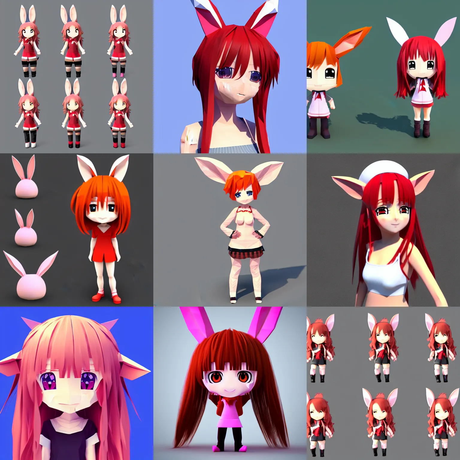 anime girl game character Low-poly Modelo 3D