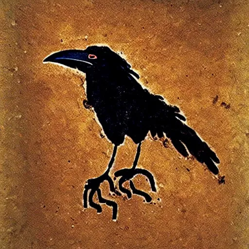 Prompt: shaman - raven, paleolithic cave art