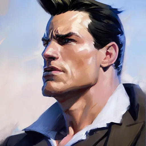 Image similar to greg manchess portrait painting of fully armored bruce wayne aka batman as overwatch character, medium shot, asymmetrical, profile picture, organic painting, sunny day, matte painting, bold shapes, hard edges, street art, trending on artstation, by huang guangjian and gil elvgren and sachin teng