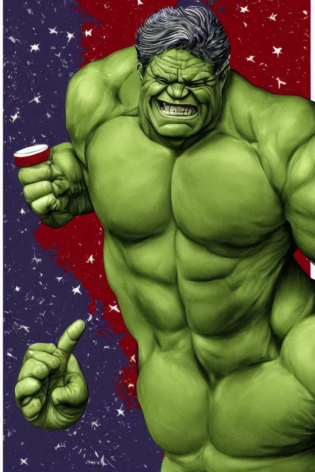 Prompt: a digital painting of president lula as the hulk