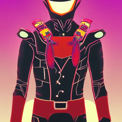 Prompt: masked rider, soft light, mekka, behance, vector, highly detailed illustration, realistic, artstation. com, by shotaro ishinomori