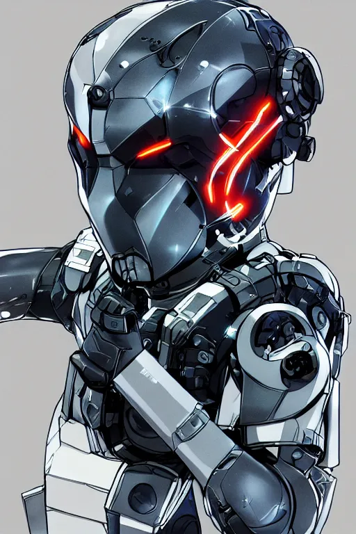 Image similar to cyber cyborg ninja mask helmet metal gear solid artic suit swat commando, global illumination ray tracing hdr fanart arstation by sung choi and eric pfeiffer and gabriel garza and casper konefal, a spectacular view cinematic rays of sunlight comic book illustration, by john kirby