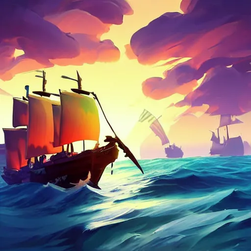 Image similar to painting treasure on sea of thieves game smooth median photoshop filter cutout vector, behance hd by jesper ejsing, by rhads, makoto shinkai and lois van baarle, ilya kuvshinov, rossdraws global illumination