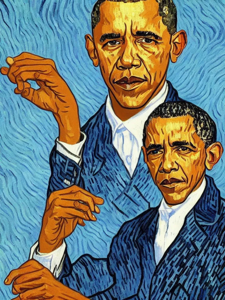 Image similar to Barak Obama portrait by Van Gogh