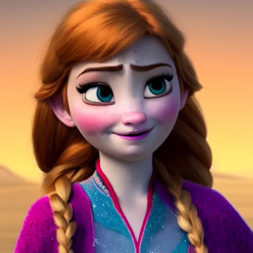 Image similar to anna from frozen as a real person, ultra realistic, 8 k, highly detailed