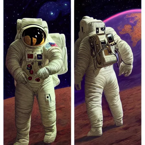 Image similar to Front and back character view of Astronaut by Donato Giancola