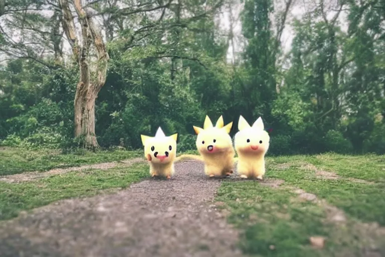 Prompt: real life pokemon, cute!!!, adorable!!!, fluffy!!!, happy!!!, cheeky!!!, mischievous!!!, ultra realistic!!!, spring time, clear weather, golden hour, sharp focus