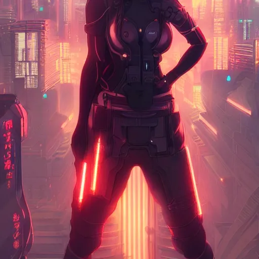 Image similar to portrait futuristic Ninja Girl, in future cyberpunk tokyo rooftop , ssci-fi, fantasy, intricate, very very beautiful, elegant, neon light, highly detailed, digital painting, artstation, concept art, smooth, sharp focus, illustration, art by tian zi and WLOP and alphonse mucha