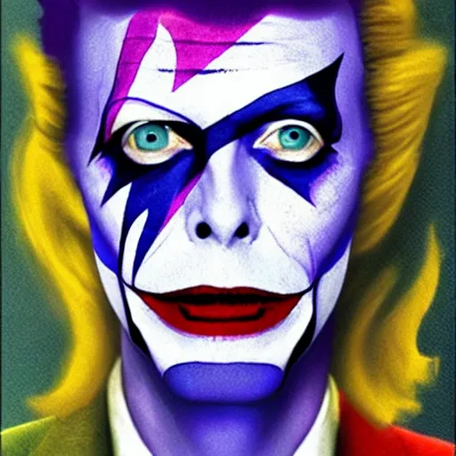 Image similar to david bowie as the joker