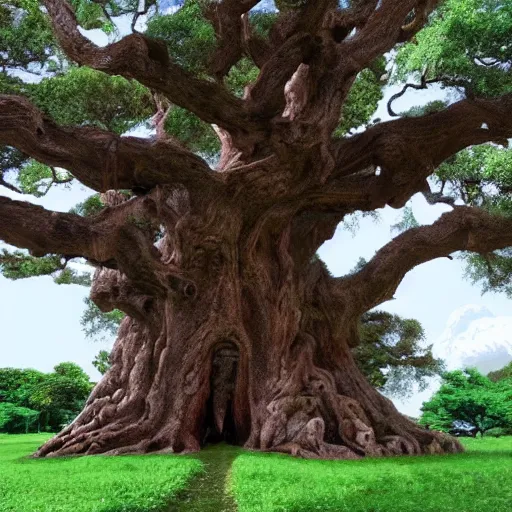 Prompt: a huge ancient oak in the style of studio ghibli