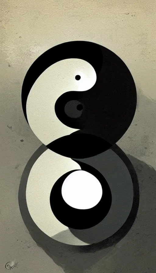 Image similar to Abstract representation of ying Yang concept, by Greg Rutkowski