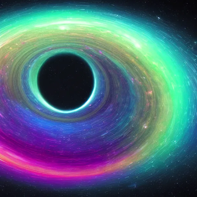 Image similar to cosmic ouroboros devouring itself onto infinity, chromatic aberration polychromatic color scheme