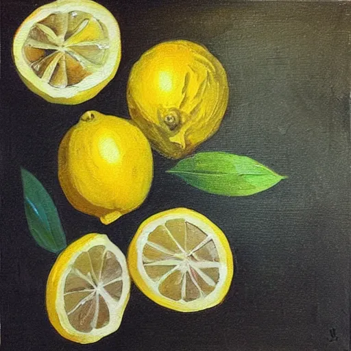 Prompt: “lemons in war oil panting”