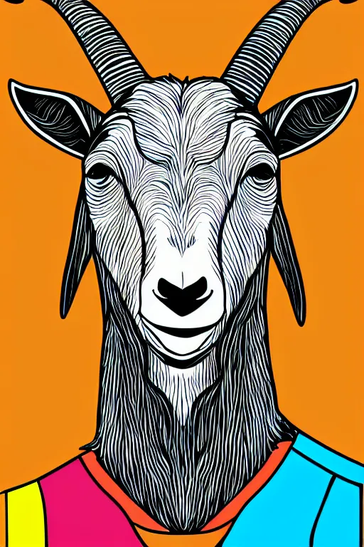 Image similar to Portrait of a goat that is a drug dealer, sticker, andromorphic, colorful, illustration, highly detailed, simple, smooth and clean vector curves, no jagged lines, vector art, smooth