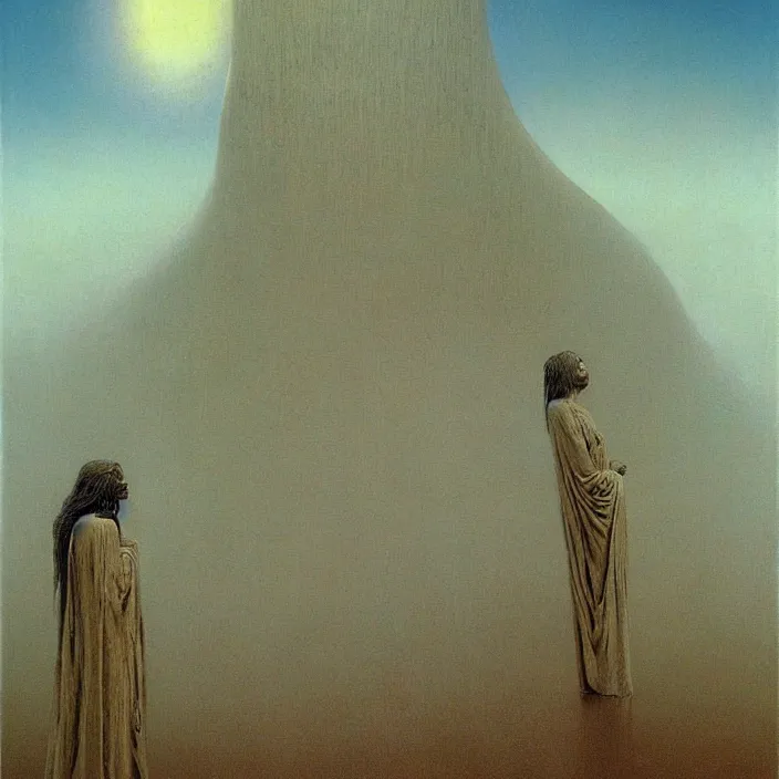 Image similar to a painting of god by zdzislaw beksinski