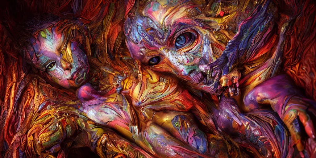 Prompt: dreamscape, female, don qwek, vivid colors, anatomical, highly detailed sculpture, intricate detailed, ommatidia, 8 k, cinematic atmosphere, post - processing