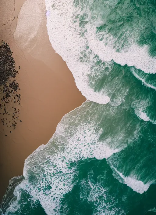 Image similar to a view of the ocean from a cliff, a tilt shift photo by liam wong, unsplash, naturalism, cinematic view, terragen, shot on 7 0 mm