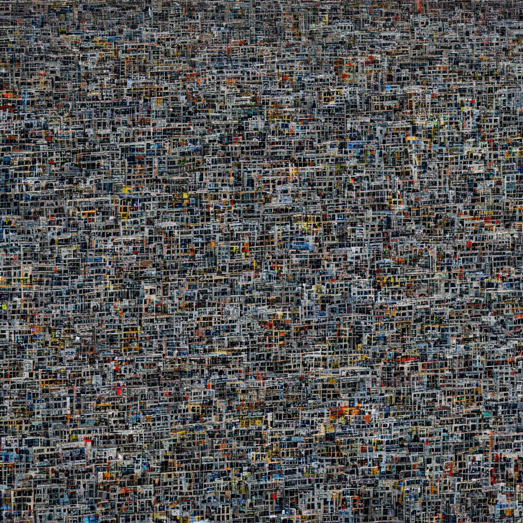Image similar to hundred different makeshift doors combined on a large building, photographed by andreas gursky, sony a 7 r 3, f 1 1, ultra detailed,