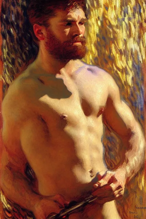 Image similar to attractive male, game of thrones, painting by, gaston bussiere, craig mullins, j. c. leyendecker, claude monet